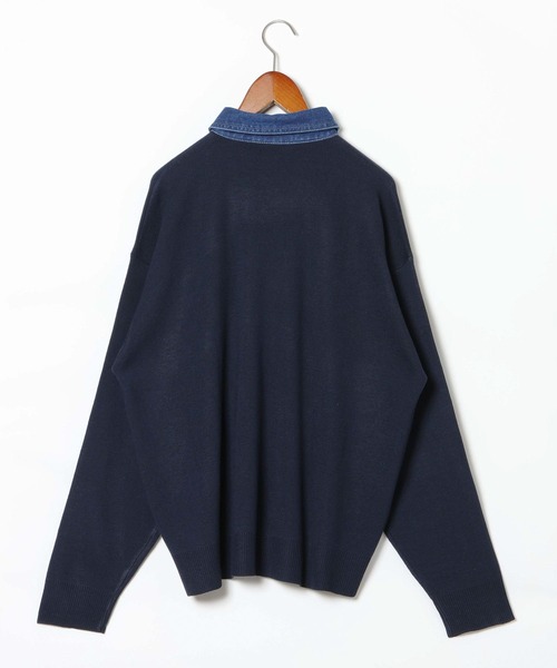 niko and...（ニコアンド）の「デニム襟ニットポロシャツ（ポロシャツ・メンズ・ネイビー/ライトグレー/ダークブラウン・LARGE/MEDIUM）」の7枚目の写真
