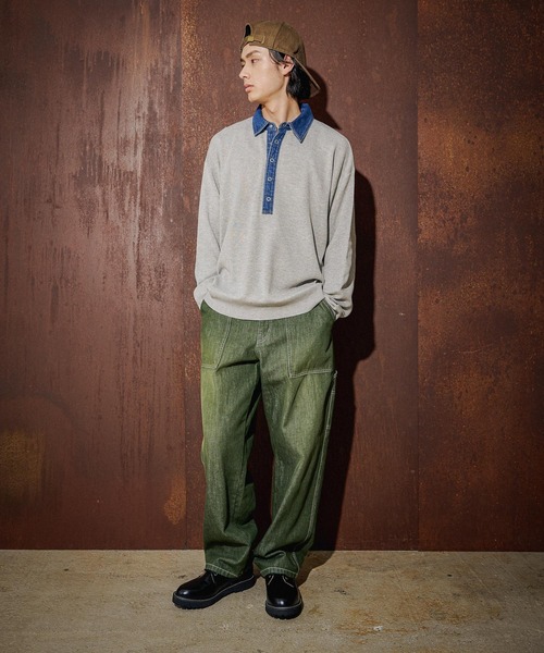 niko and...（ニコアンド）の「デニム襟ニットポロシャツ（ポロシャツ・メンズ・ネイビー/ライトグレー/ダークブラウン・LARGE/MEDIUM）」の18枚目の写真