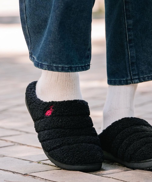 U.S. POLO ASSN.(ユーエスポロアッスン)の「U.S. POLO ASSN. ユーエスポロアッスン 別注コラボ ワンポイントロゴ 無地/レオパード柄 ライニングボアモックシューズ(スリッポン・メンズ・レオパード/グレー/ネイビー/カーキ/ブラック系1/ブラック/ベージュ/ブラック系・S/M/L/LL/3L)」の3枚目の写真
