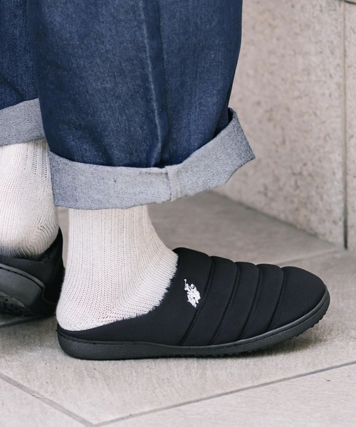 U.S. POLO ASSN.(ユーエスポロアッスン)の「U.S. POLO ASSN. ユーエスポロアッスン 別注コラボ ワンポイントロゴ 無地/レオパード柄 ライニングボアモックシューズ(スリッポン・メンズ・レオパード/グレー/ネイビー/カーキ/ブラック系1/ブラック/ベージュ/ブラック系・S/M/L/LL/3L)」の15枚目の写真
