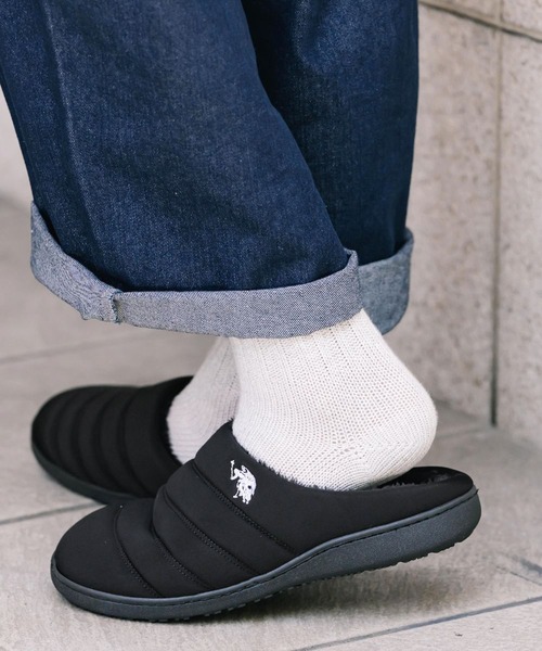 U.S. POLO ASSN.(ユーエスポロアッスン)の「U.S. POLO ASSN. ユーエスポロアッスン 別注コラボ ワンポイントロゴ 無地/レオパード柄 ライニングボアモックシューズ(スリッポン・メンズ・レオパード/グレー/ネイビー/カーキ/ブラック系1/ブラック/ベージュ/ブラック系・S/M/L/LL/3L)」の16枚目の写真