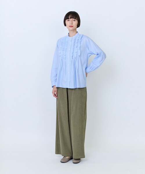 LOISIR(ロワズィール)の「フリルテクニックデザインブラウス(シャツ/ブラウス・レディース・サックスブルー/チェック・FREE)」の3枚目の写真