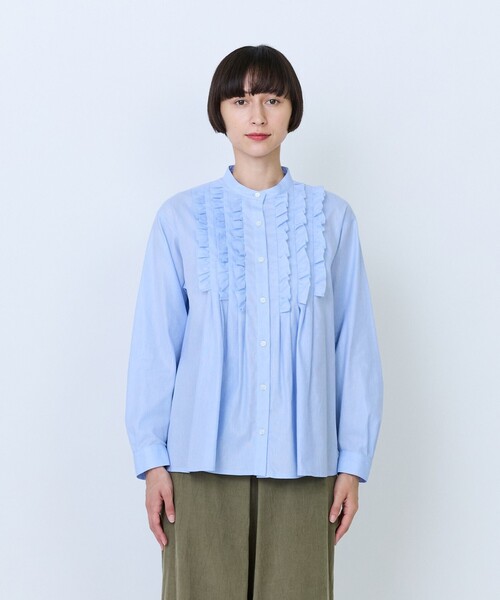 LOISIR(ロワズィール)の「フリルテクニックデザインブラウス(シャツ/ブラウス・レディース・サックスブルー/チェック・FREE)」の6枚目の写真