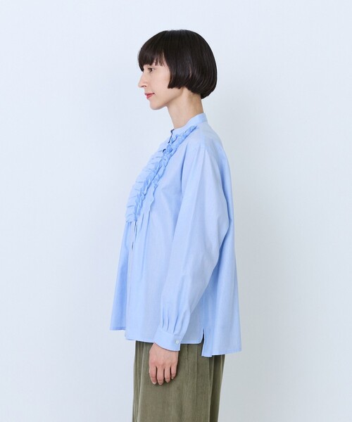 LOISIR(ロワズィール)の「フリルテクニックデザインブラウス(シャツ/ブラウス・レディース・サックスブルー/チェック・FREE)」の7枚目の写真