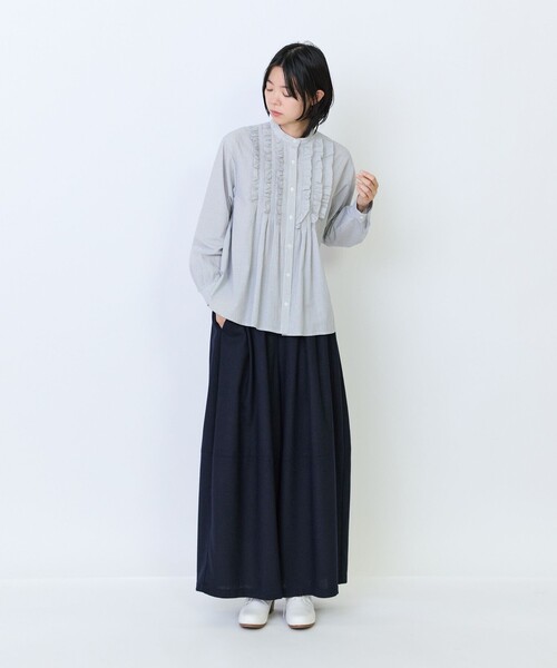 LOISIR(ロワズィール)の「フリルテクニックデザインブラウス(シャツ/ブラウス・レディース・サックスブルー/チェック・FREE)」の11枚目の写真