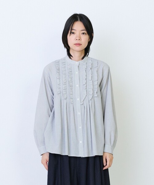 LOISIR(ロワズィール)の「フリルテクニックデザインブラウス(シャツ/ブラウス・レディース・サックスブルー/チェック・FREE)」の14枚目の写真