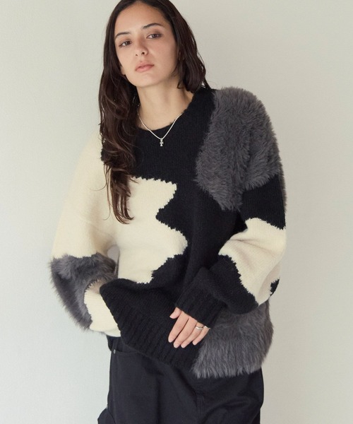 PBLIM(ページボーイリム)の「《UNISEX》ニュアンスガラニット(ニット/セーター・レディース・ブラック系/グレー系・FREE)」の3枚目の写真