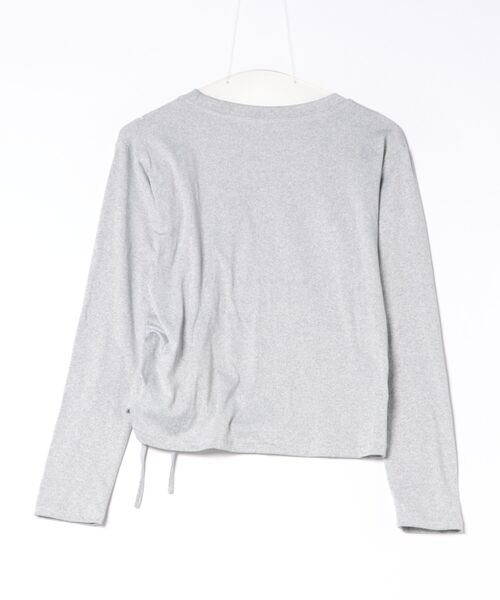 merrylatte(メリーラテ)の「ドローストリング アシンメトリー ショート丈 シャーリングトップス(Tシャツ/カットソー・レディース・グレー/ホワイト/ブラック・FREE)」の22枚目の写真