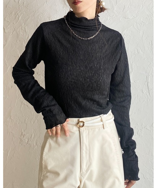 She's Closet(シーズクローゼット)の「長袖 プチハイネック シアージャガードトップス(Tシャツ/カットソー・レディース・ブラウン/ブラック/バーガンディー/アイボリー・FREE)」の18枚目の写真