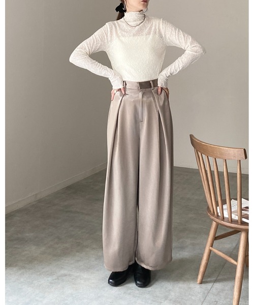 She's Closet(シーズクローゼット)の「長袖 プチハイネック シアージャガードトップス(Tシャツ/カットソー・レディース・ブラウン/ブラック/バーガンディー/アイボリー・FREE)」の21枚目の写真