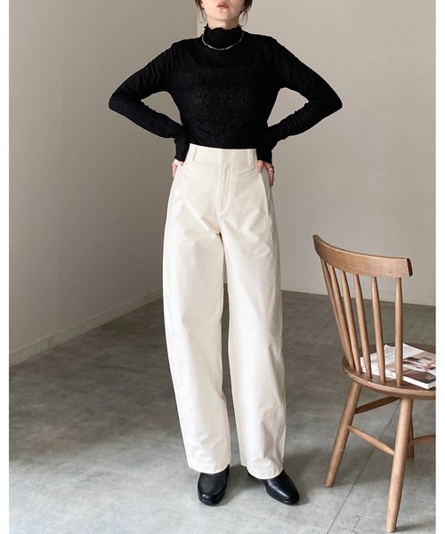 She's Closet(シーズクローゼット)の「長袖 プチハイネック シアージャガードトップス(Tシャツ/カットソー・レディース・ブラウン/ブラック/バーガンディー/アイボリー・FREE)」の12枚目の写真