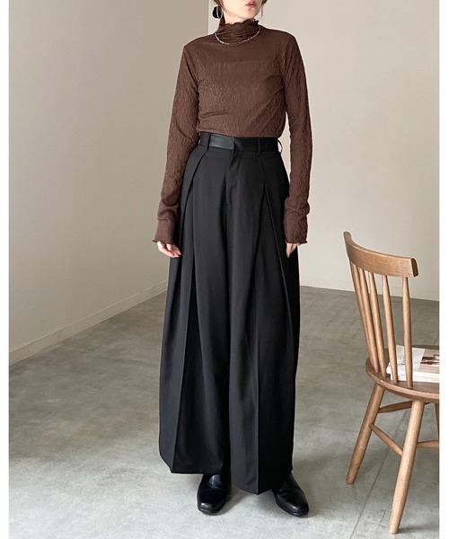 She's Closet(シーズクローゼット)の「長袖 プチハイネック シアージャガードトップス(Tシャツ/カットソー・レディース・ブラウン/ブラック/バーガンディー/アイボリー・FREE)」の15枚目の写真