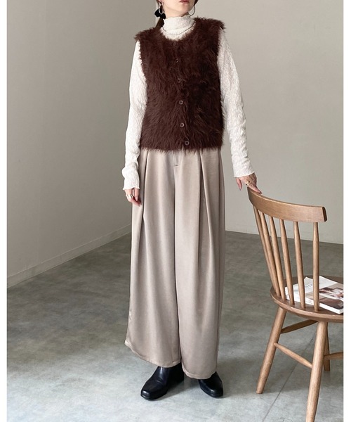 She's Closet(シーズクローゼット)の「長袖 プチハイネック シアージャガードトップス(Tシャツ/カットソー・レディース・ブラウン/ブラック/バーガンディー/アイボリー・FREE)」の6枚目の写真