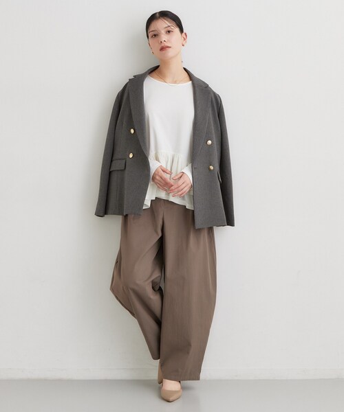 THE SHOP TK （ザ ショップ ティーケー ）の「フリルベロアペプラムトップス（Tシャツ/カットソー・レディース・ブラック/ダークブラウン/オフホワイト・12/13）」の19枚目の写真