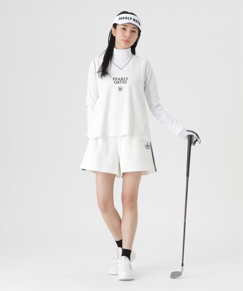 PEARLY GATES（パーリーゲイツ）の「メッシュアンドメッシュVネックベスト (WOMENS)（ベスト・レディース・ネイビー/ホワイト・LARGE/SMALL/MEDIUM）」の5枚目の写真