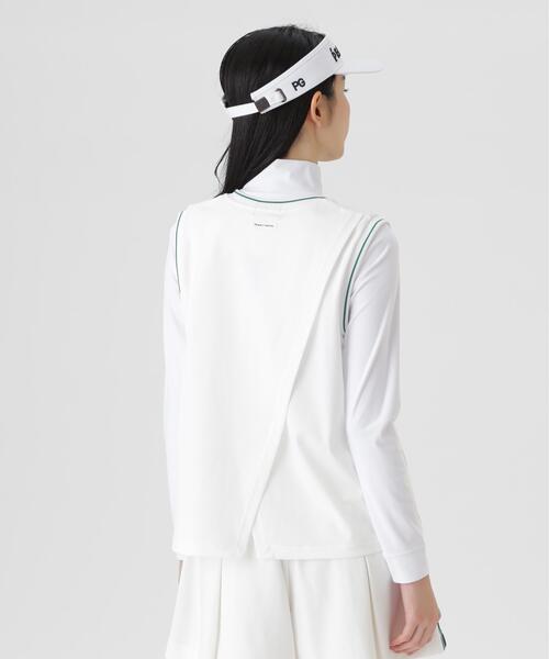 PEARLY GATES（パーリーゲイツ）の「メッシュアンドメッシュVネックベスト (WOMENS)（ベスト・レディース・ネイビー/ホワイト・LARGE/SMALL/MEDIUM）」の8枚目の写真