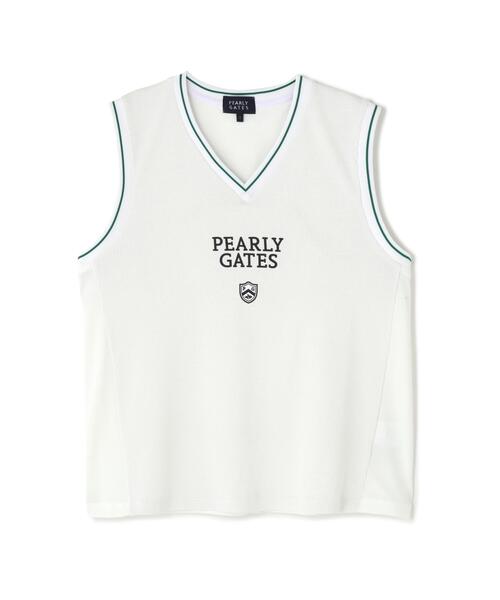 PEARLY GATES（パーリーゲイツ）の「メッシュアンドメッシュVネックベスト (WOMENS)（ベスト・レディース・ネイビー/ホワイト・LARGE/SMALL/MEDIUM）」の14枚目の写真
