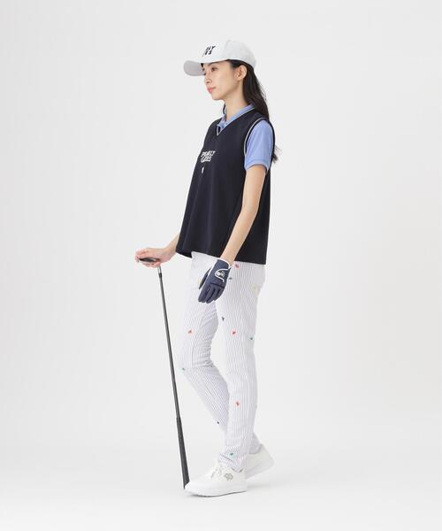 PEARLY GATES（パーリーゲイツ）の「メッシュアンドメッシュVネックベスト (WOMENS)（ベスト・レディース・ネイビー/ホワイト・LARGE/SMALL/MEDIUM）」の21枚目の写真