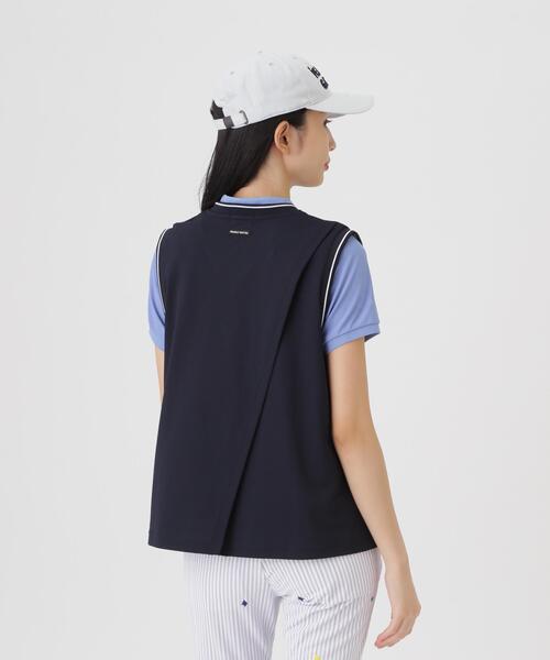 PEARLY GATES（パーリーゲイツ）の「メッシュアンドメッシュVネックベスト (WOMENS)（ベスト・レディース・ネイビー/ホワイト・LARGE/SMALL/MEDIUM）」の22枚目の写真