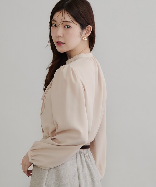 couture brooch（クチュールブローチ）の「【衿元リボンが可憐】ピンタック レース ブラウス（シャツ/ブラウス・レディース・ブラック/ベビーピンク/アイボリー・36/42/40/38）」の21枚目の写真