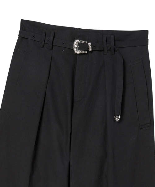 Beyond Closet（-）の「[COLLECTION LINE] ベルトディテール コットン ワイドパンツ ブラック（その他パンツ・メンズ・その他・MEDIUM/LARGE）」の4枚目の写真