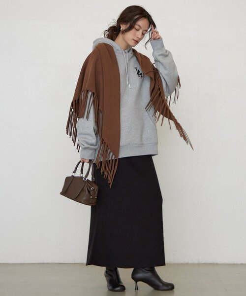 LOUNGEDRESS(ラウンジドレス)の「《セットアップ可》スウェットライクフレアスカート 秋服(スカート・レディース・ライトベージュ/グレー/レッド/ブラック・FREE)」の13枚目の写真
