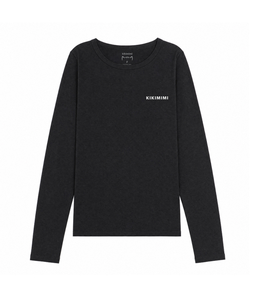 KIKIMIMI(キキミミ)の「KIKIMIMI スモールフォント スリムロングスリーブ (ブラック)(Tシャツ/カットソー・レディース・ブラック・FREE)」の3枚目の写真