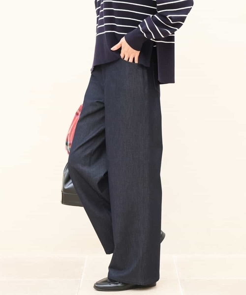MK MICHEL KLEIN（エムケーミッシェルクラン）の「[裏起毛/洗える]デニムライクワイドパンツ（デニムパンツ・レディース・ネイビー・38）」の10枚目の写真