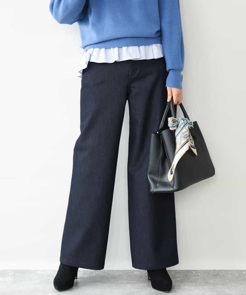 MK MICHEL KLEIN（エムケーミッシェルクラン）の「[裏起毛/洗える]デニムライクワイドパンツ（デニムパンツ・レディース・ネイビー・38）」の22枚目の写真