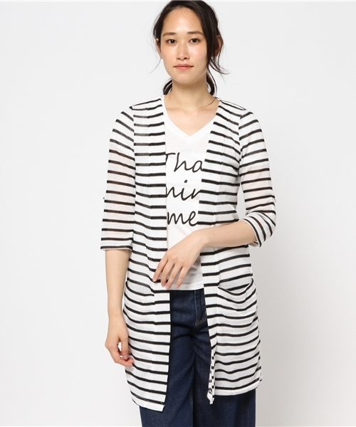 VENCEEXCHANGE(ヴァンスエクスチェンジ)の「畦ガウンネックプリントアンサンブル (カーディガン/ボレロ・レディース・オフホワイト/グレー/ブラック・MEDIUM)」の15枚目の写真