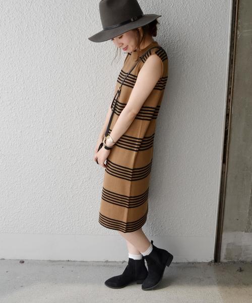 Khaju(カージュ)の「Khaju: リブカーディガン×ボーダーワンピース2セット□(ワンピース・レディース・ネイビー/キャメル・ONE SIZE)」の10枚目の写真