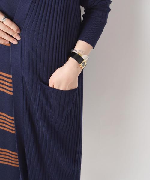 Khaju(カージュ)の「Khaju: リブカーディガン×ボーダーワンピース2セット□(ワンピース・レディース・ネイビー/キャメル・ONE SIZE)」の7枚目の写真