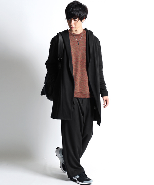 MONO-MART（モノマート）の「ロング丈ビッグフードコーディガン/ラップコート（カーディガン/ボレロ・メンズ・オリーブ/ブラウン系その他/ブラック/グレー/チャコールグレー/ネイビー/ベージュ・FREE）」の8枚目の写真