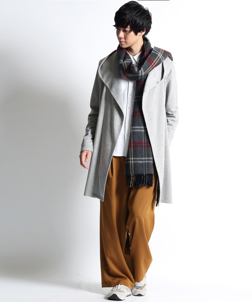 MONO-MART（モノマート）の「ロング丈ビッグフードコーディガン/ラップコート（カーディガン/ボレロ・メンズ・オリーブ/ブラウン系その他/ブラック/グレー/チャコールグレー/ネイビー/ベージュ・FREE）」の10枚目の写真