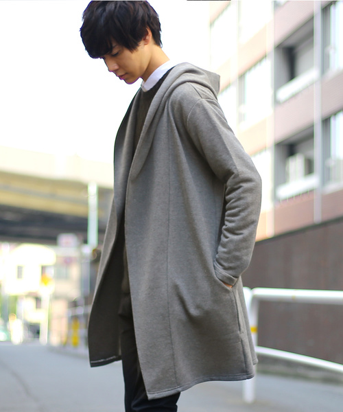 MONO-MART（モノマート）の「ロング丈ビッグフードコーディガン/ラップコート（カーディガン/ボレロ・メンズ・オリーブ/ブラウン系その他/ブラック/グレー/チャコールグレー/ネイビー/ベージュ・FREE）」の15枚目の写真