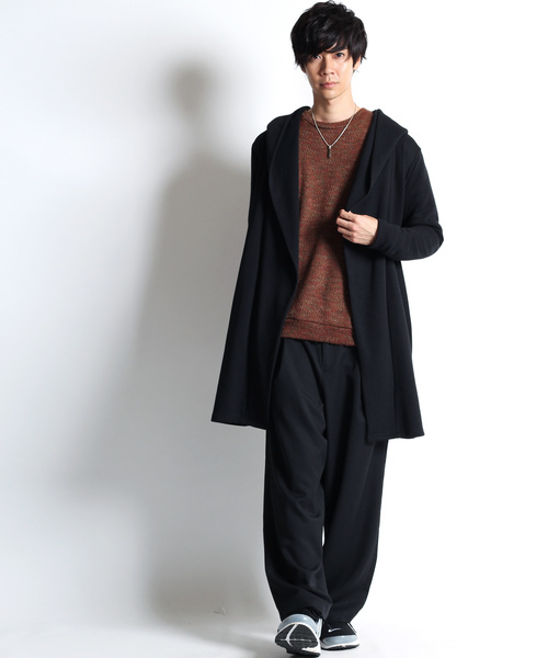 MONO-MART（モノマート）の「ロング丈ビッグフードコーディガン/ラップコート（カーディガン/ボレロ・メンズ・オリーブ/ブラウン系その他/ブラック/グレー/チャコールグレー/ネイビー/ベージュ・FREE）」の17枚目の写真