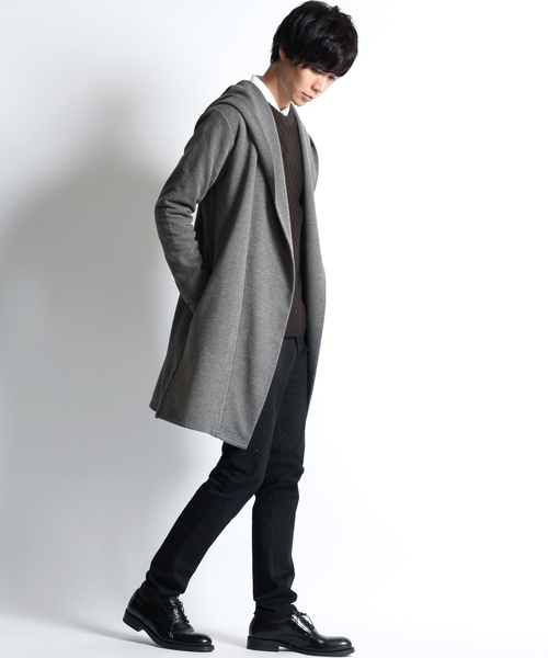 MONO-MART（モノマート）の「ロング丈ビッグフードコーディガン/ラップコート（カーディガン/ボレロ・メンズ・オリーブ/ブラウン系その他/ブラック/グレー/チャコールグレー/ネイビー/ベージュ・FREE）」の19枚目の写真