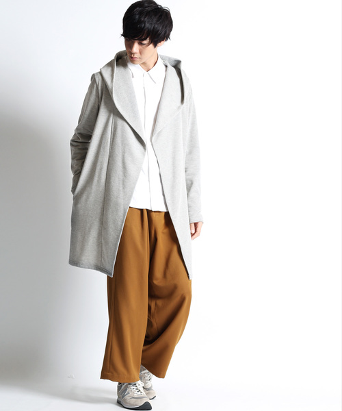 MONO-MART（モノマート）の「ロング丈ビッグフードコーディガン/ラップコート（カーディガン/ボレロ・メンズ・オリーブ/ブラウン系その他/ブラック/グレー/チャコールグレー/ネイビー/ベージュ・FREE）」の21枚目の写真