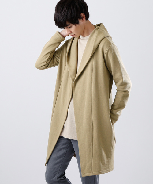 MONO-MART（モノマート）の「ロング丈ビッグフードコーディガン/ラップコート（カーディガン/ボレロ・メンズ・オリーブ/ブラウン系その他/ブラック/グレー/チャコールグレー/ネイビー/ベージュ・FREE）」の5枚目の写真