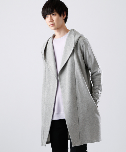 MONO-MART（モノマート）の「ロング丈ビッグフードコーディガン/ラップコート（カーディガン/ボレロ・メンズ・オリーブ/ブラウン系その他/ブラック/グレー/チャコールグレー/ネイビー/ベージュ・FREE）」の3枚目の写真