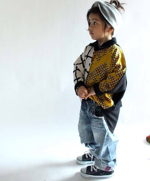 antiqua（アンティカ）の「異素材切り替えドルマンシャツ（シャツ/ブラウス・キッズ・ブラック系その他・3/2/4）」の3枚目の写真