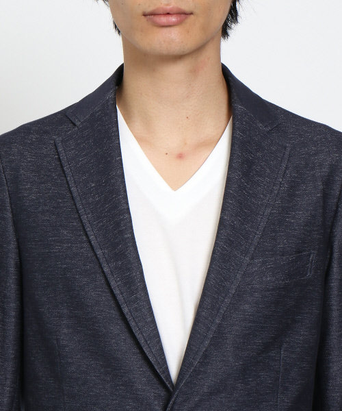 ABAHOUSE（アバハウス）の「【FLEX JACKET/セットアップ対応】ハイゲージジャージージャケット（テーラードジャケット・メンズ・ネイビー/グレー・44/46/48/50）」の4枚目の写真