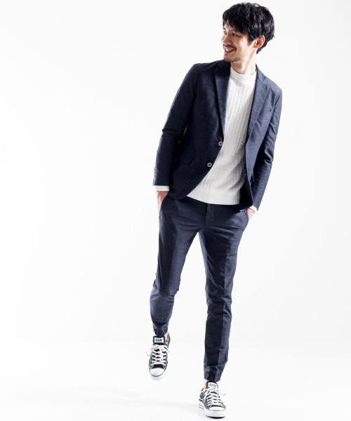 ABAHOUSE（アバハウス）の「【FLEX JACKET/セットアップ対応】ハイゲージジャージージャケット（テーラードジャケット・メンズ・ネイビー/グレー・44/46/48/50）」の13枚目の写真