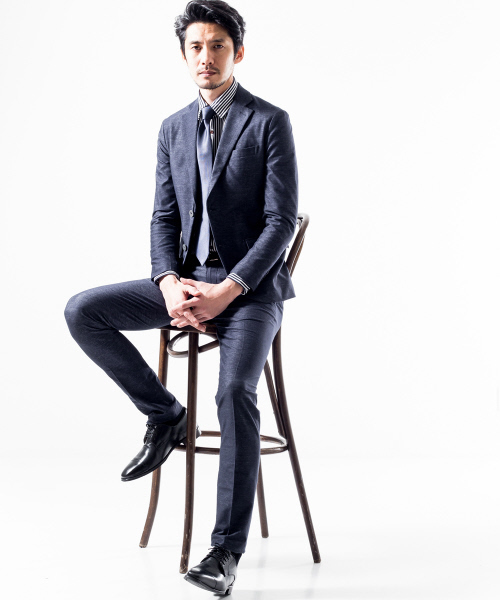 ABAHOUSE（アバハウス）の「【FLEX JACKET/セットアップ対応】ハイゲージジャージージャケット（テーラードジャケット・メンズ・ネイビー/グレー・44/46/48/50）」の14枚目の写真