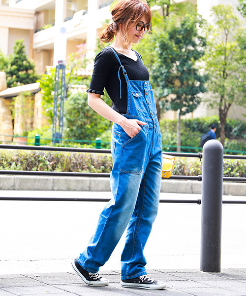 ゆるサロペットデニムパンツ（サロペット/オーバーオール）｜Fashion