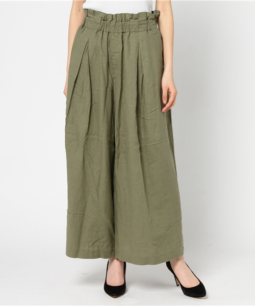 LBC（エルビーシー）の「レーヨン麻ワイドパンツ   （その他パンツ・レディース・ダークグリーン/ネイビー/スカイブルー・LARGE/MEDIUM）」の2枚目の写真