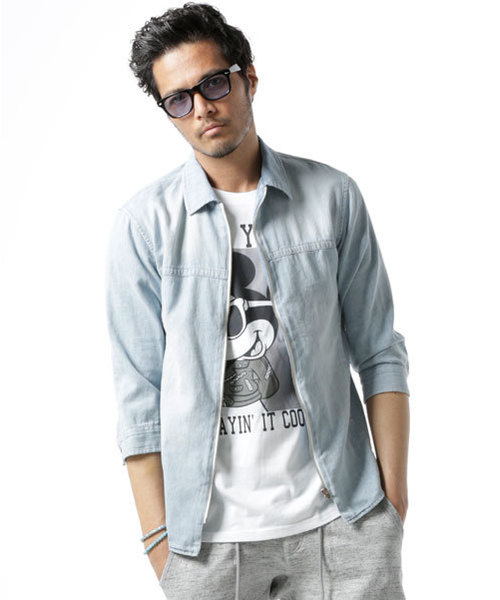 JACKROSE(ジャックローズ)の「デニムジップシャツ(シャツ/ブラウス・メンズ・サックスブルー・M/L/XL)」の1枚目の写真