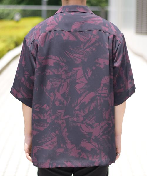 STUDIOUS(ステュディオス)の「シャドーリーフオーバーサイズオープンカラーシャツ(シャツ/ブラウス・メンズ・ワイン/ネイビー・1/2)」の7枚目の写真