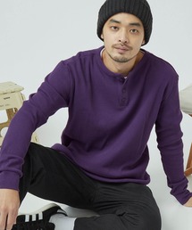MONO-MART | ワッフル編みオーバーロングカットソー/サイドスリットヘムライン(L/Sスリーブ)(Tシャツ/カットソー)