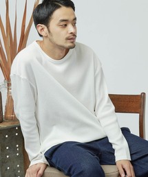 MONO-MART | ワッフル編みオーバーロングカットソー/サイドスリットヘムライン(L/Sスリーブ)2019S/S(Tシャツ/カットソー)